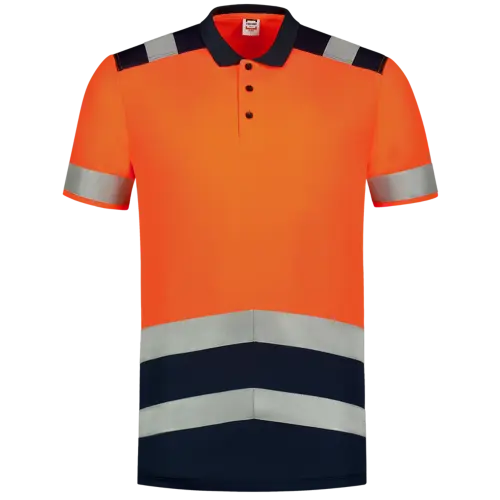 High Vis Bicolor Polo shirt Fluor Orange-Ink-1