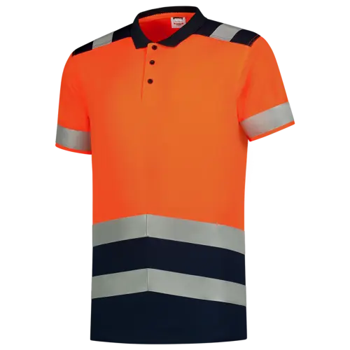 High Vis Bicolor Polo shirt Fluor Orange-Ink