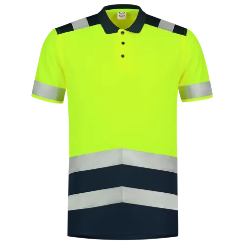 High Vis Bicolor Polo shirt Fluor Yellow-Ink-1