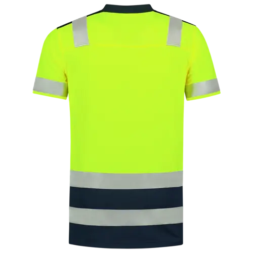 High Vis Bicolor Polo shirt Fluor Yellow-Ink-2