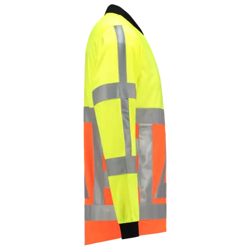 Long Sleeve Polo Shirt Fluor Orange-Yellow-1