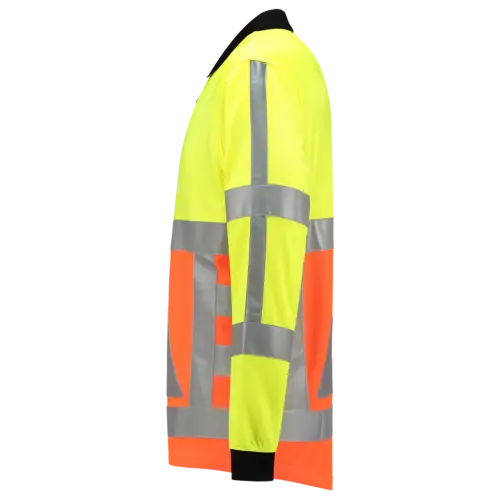 Long Sleeve Polo Shirt Fluor Orange-Yellow-2