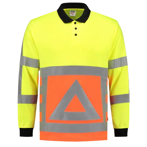 Long Sleeve Polo Shirt Fluor Orange-Yellow-3