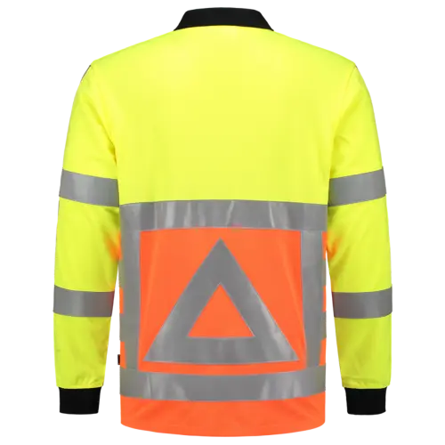 Long Sleeve Polo Shirt Fluor Orange-Yellow-4